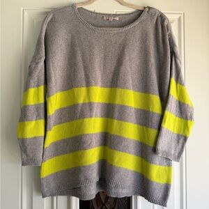 Fun Women's Gap Gray and Neon Yellow Striped Sweater